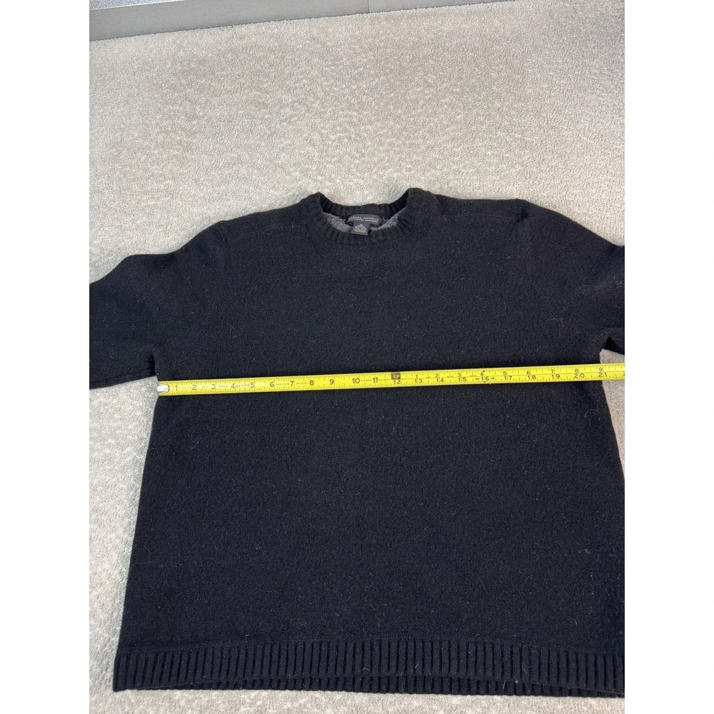 Banana Republic Sweater Mens L Black Lambswool Cashmere‎ Elbow Patch Crewneck